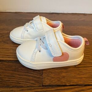 Carter’s Baby Girl White Sneakers with Pink Heart Accent - Size 4